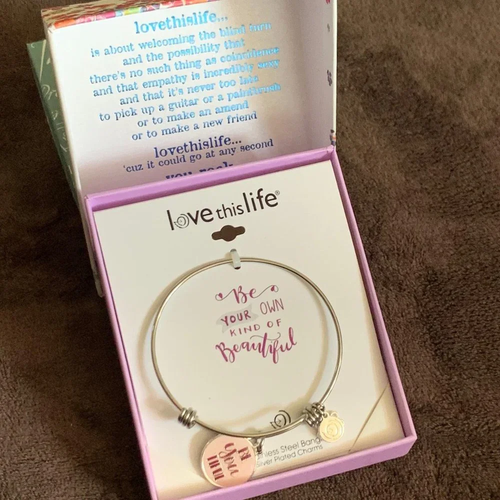 Love The Life Be Beautiful Silver Bangle